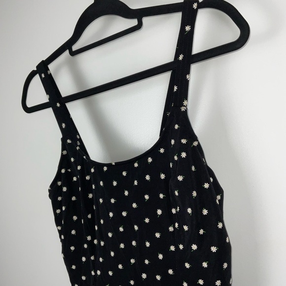 Beach Cabana Vintage Tiny Daisy Print Black Romper One Piece Swimsuit | Size L - Picture 2 of 6